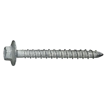 Midwest Fastener Tapcon Masonry Screw, 1/4" Dia., Hex, 2 1/4 in L, Steel White Ruspert, 100 PK 51788